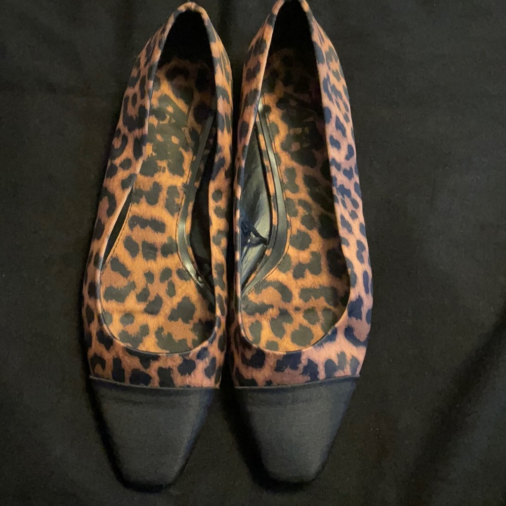 Zara Cap Toe Animal Print Ballet Flat Leopard